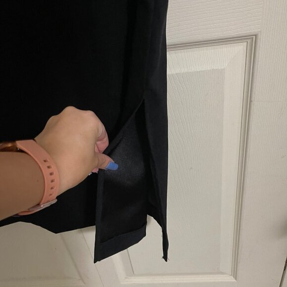 Vintage Womens Black Sleeveless Round Neck Side Slit Career Midi Dress Large - Picture 3 of 5